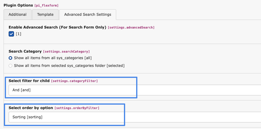 Example of child category OR and AND filter