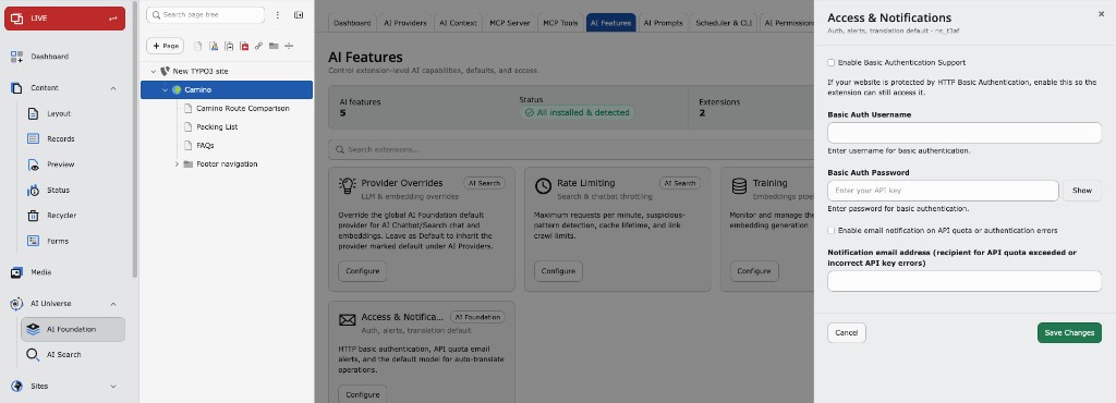 Basic Authentication Support in AI Foundation Access and Notifications