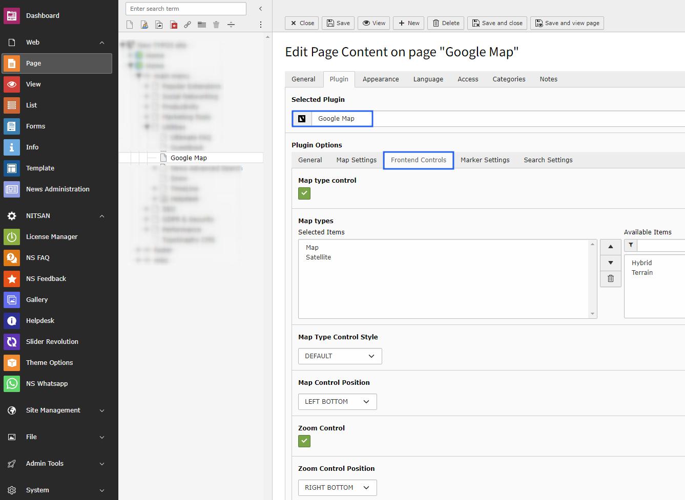 Controls Settings1 in Map Plugin