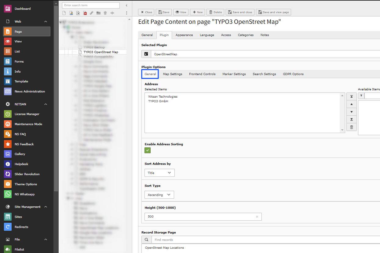 General Settings of Map Plugin