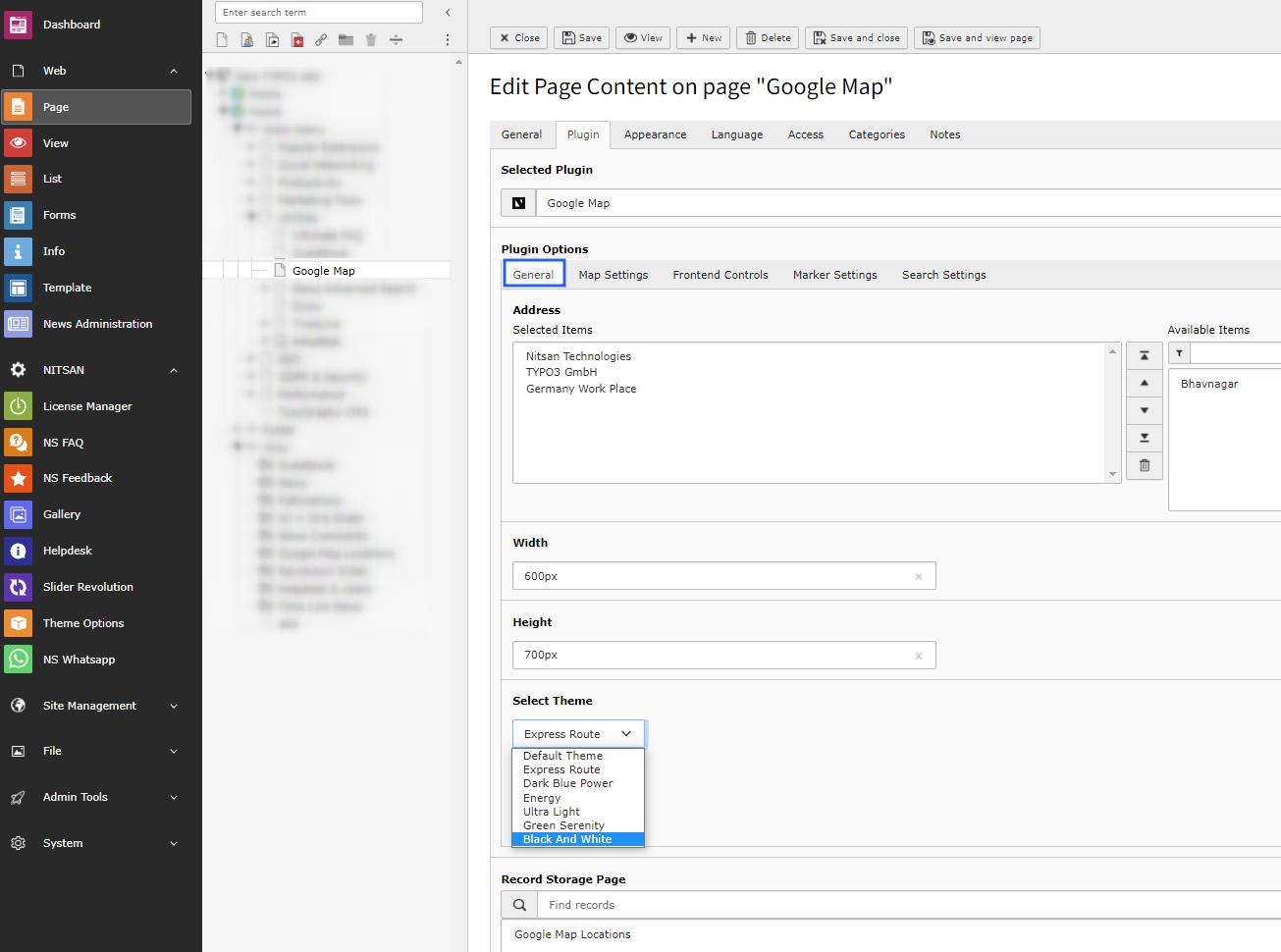 General Settings of Map Plugin