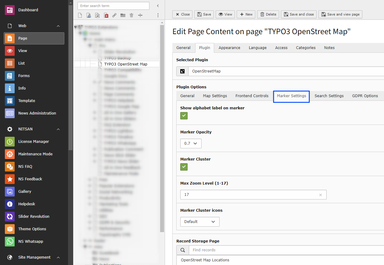 Controls Settings in Map Plugin