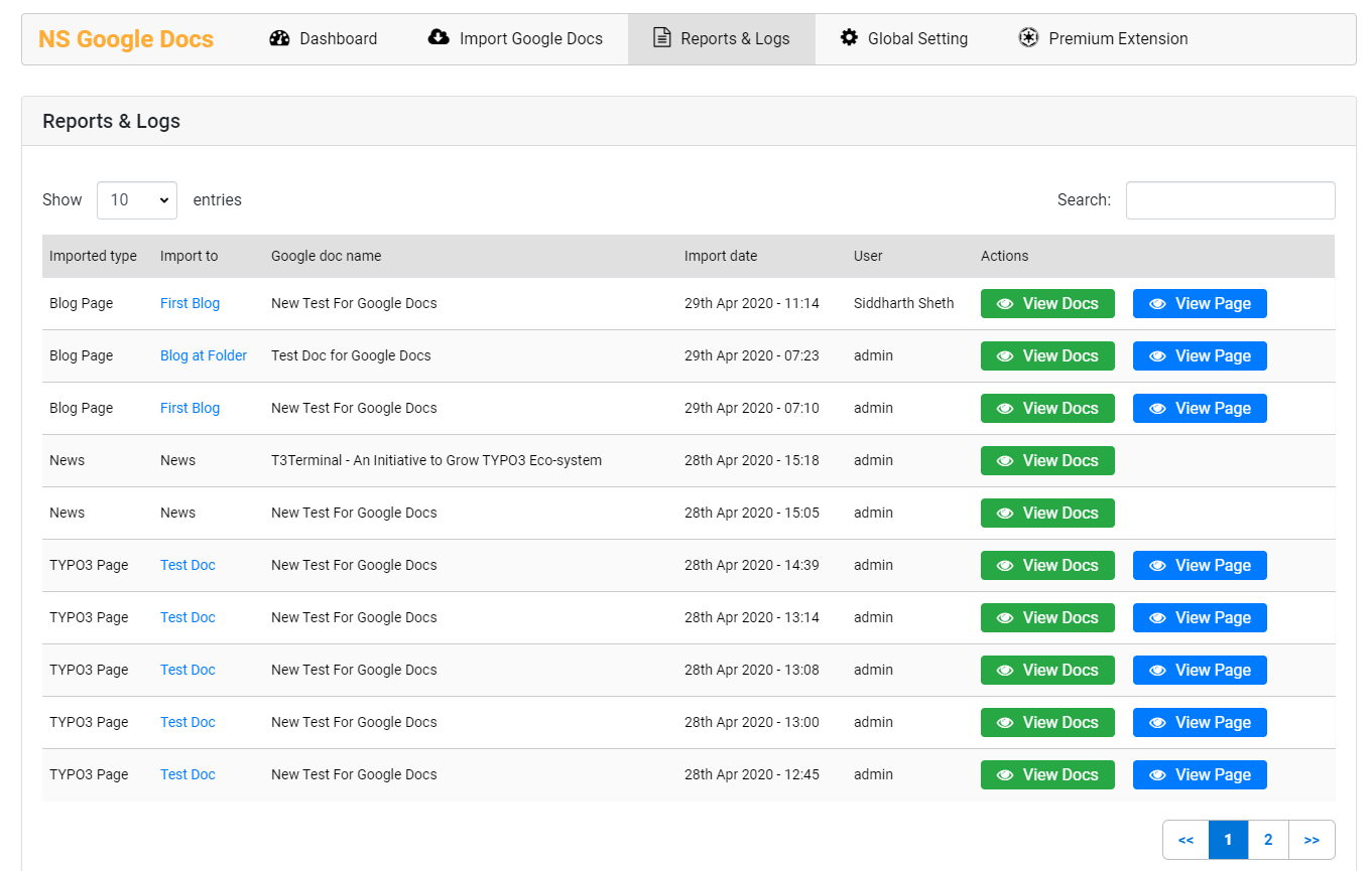 Reports & Logs